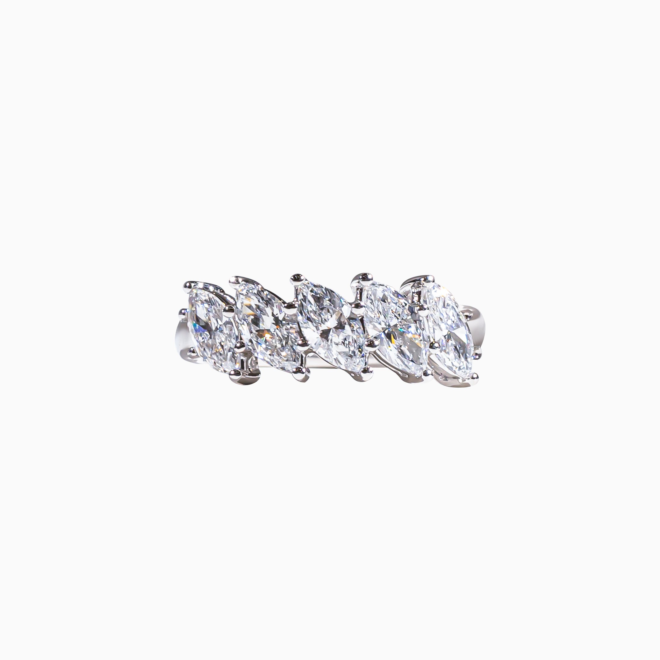 18K White Gold Marquise Diamond Multi-Stone Ring