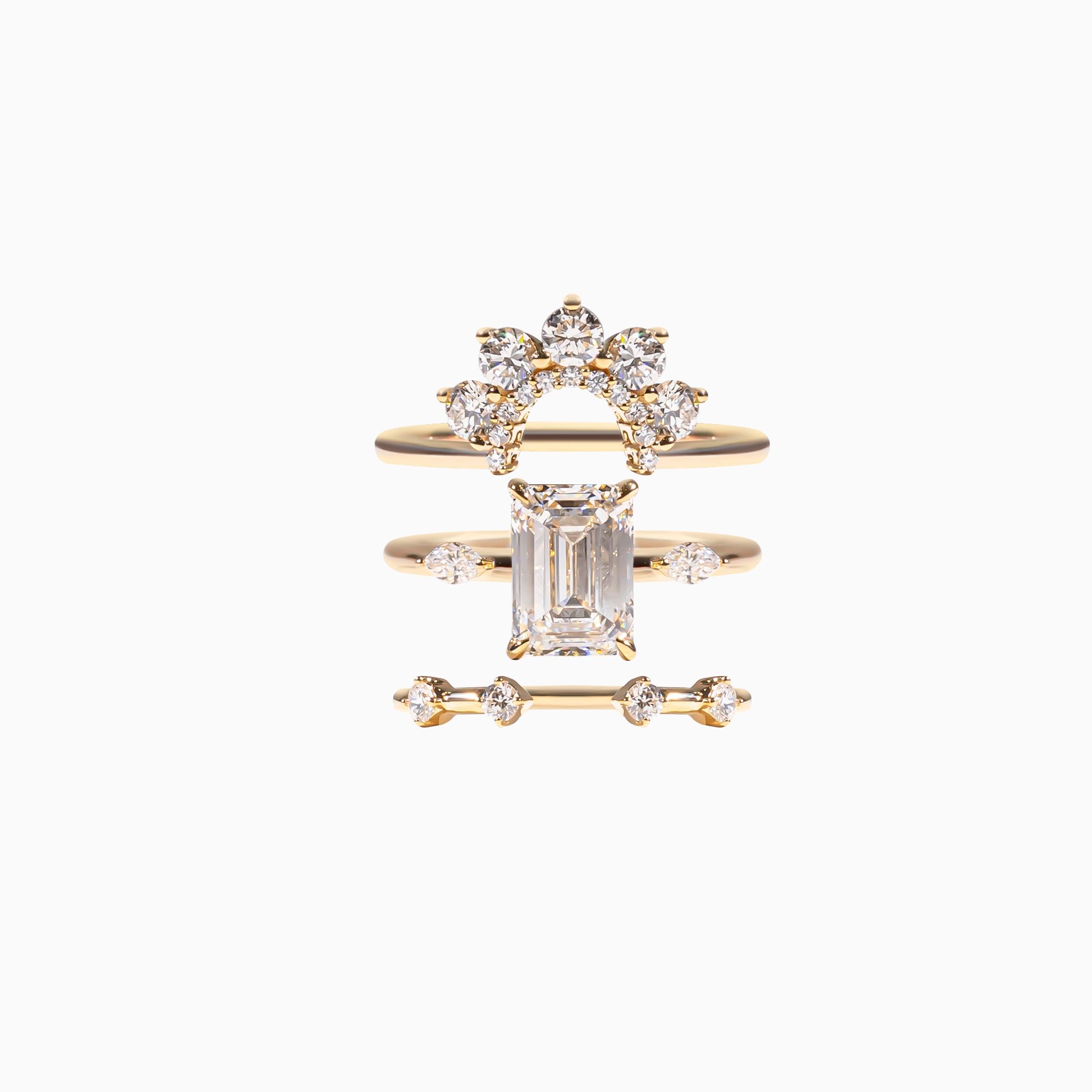 18K Yellow Gold Emerald-Cut Diamond Stackable Ring (2.09 Carats)