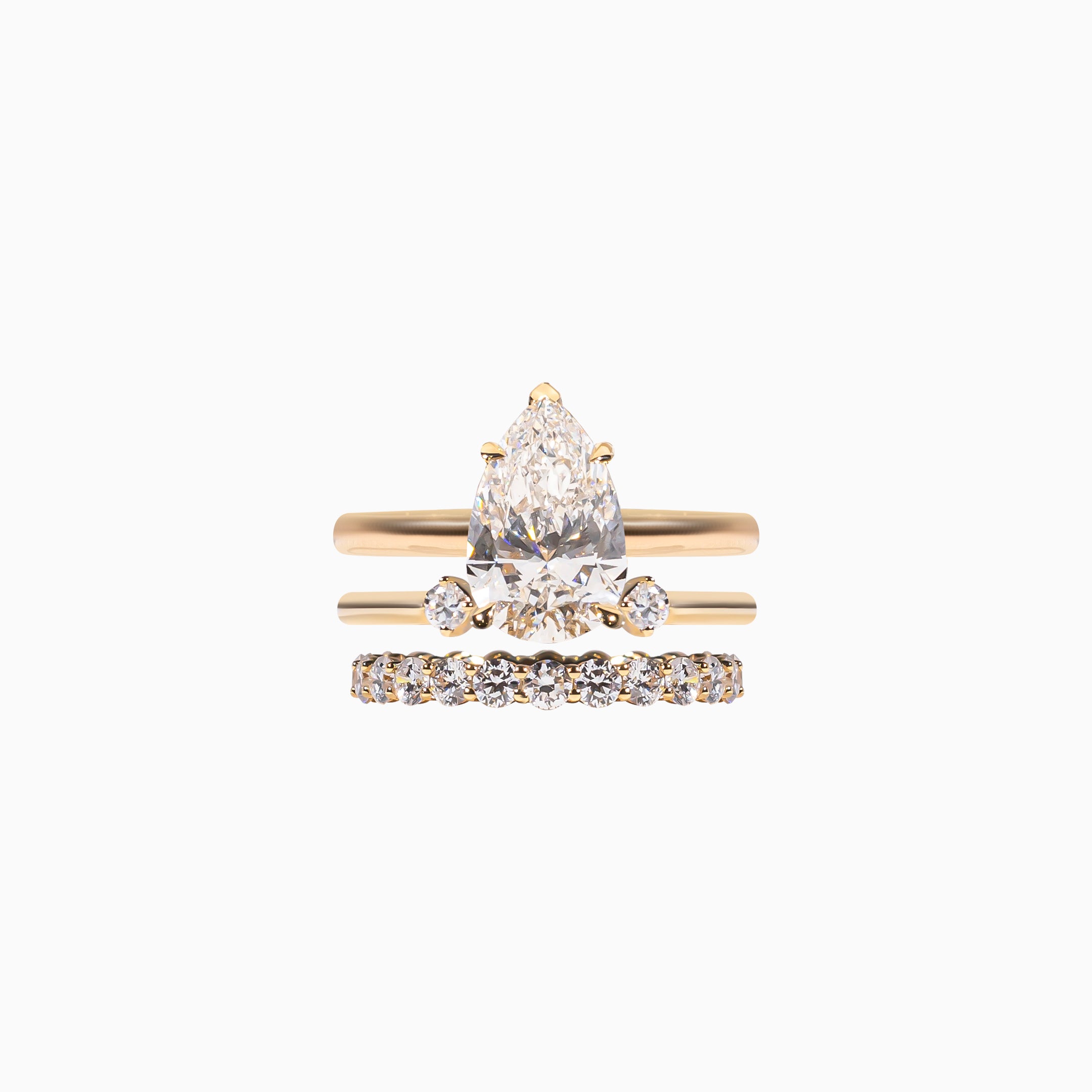 18K Yellow Gold Pear-Shaped Diamond Stackable Ring (2 Carats)
