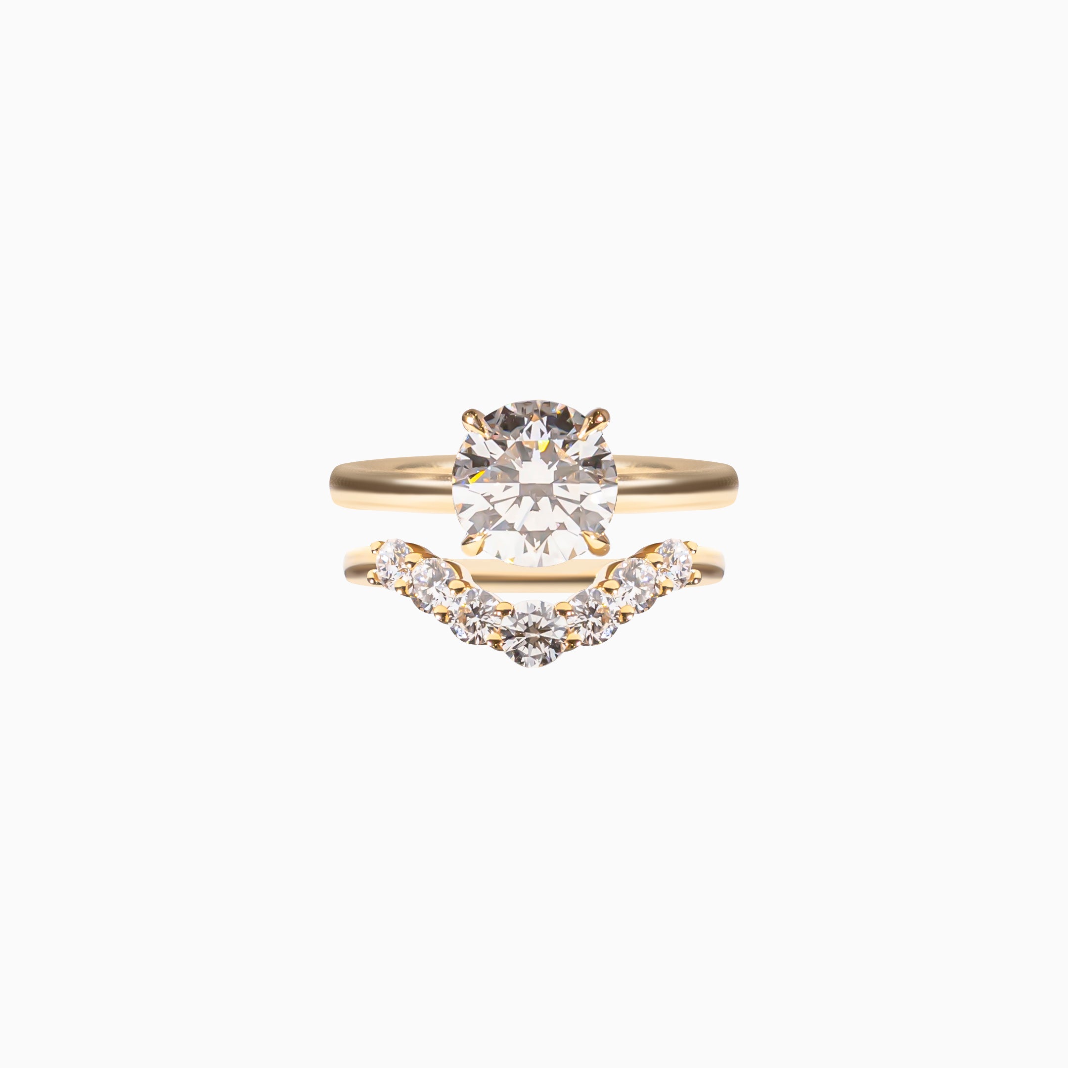 18K Yellow Gold Round Diamond Stackable Ring (2 Carats)