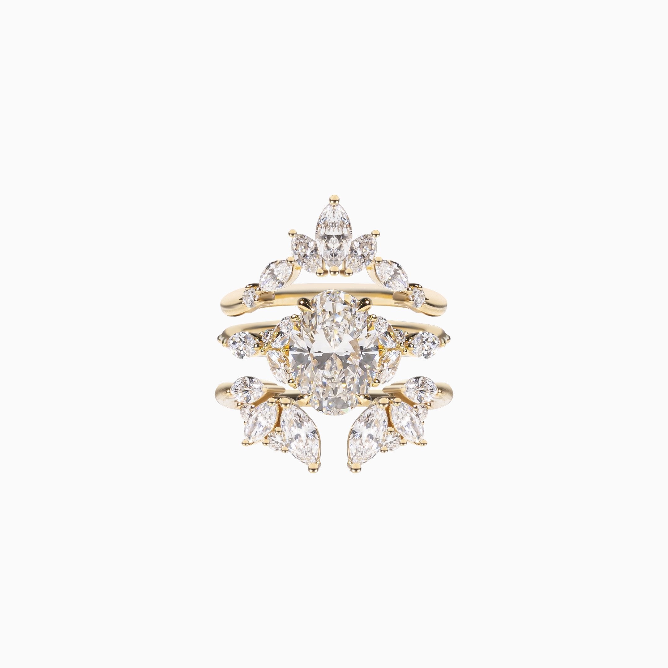 18K Yellow Gold Oval Diamond Stackable Ring (2.07 Carats)