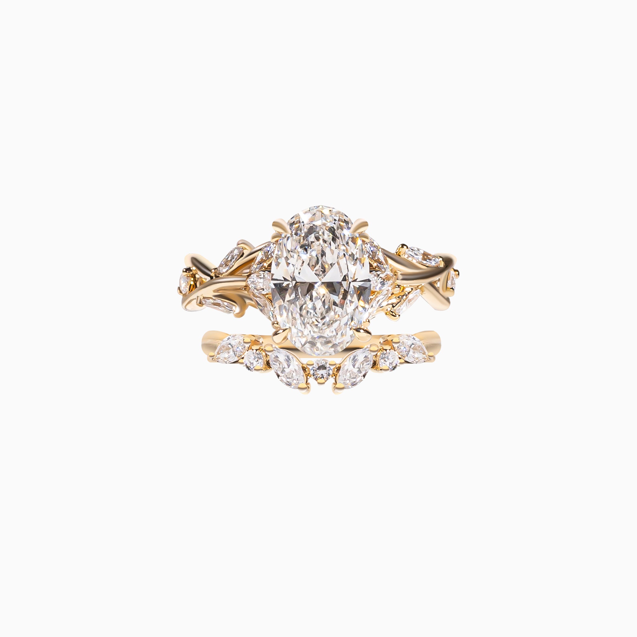 18K Yellow Gold Oval Diamond Stackable Ring (2.03 Carats)