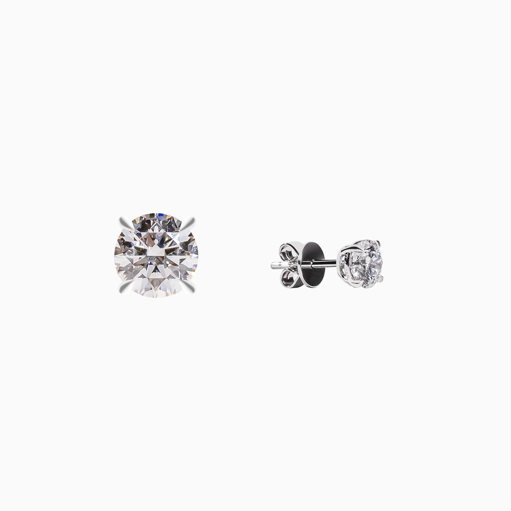 18K White Gold Round Brilliant Solitaire Diamond Stud Earrings (0.30 Carat)