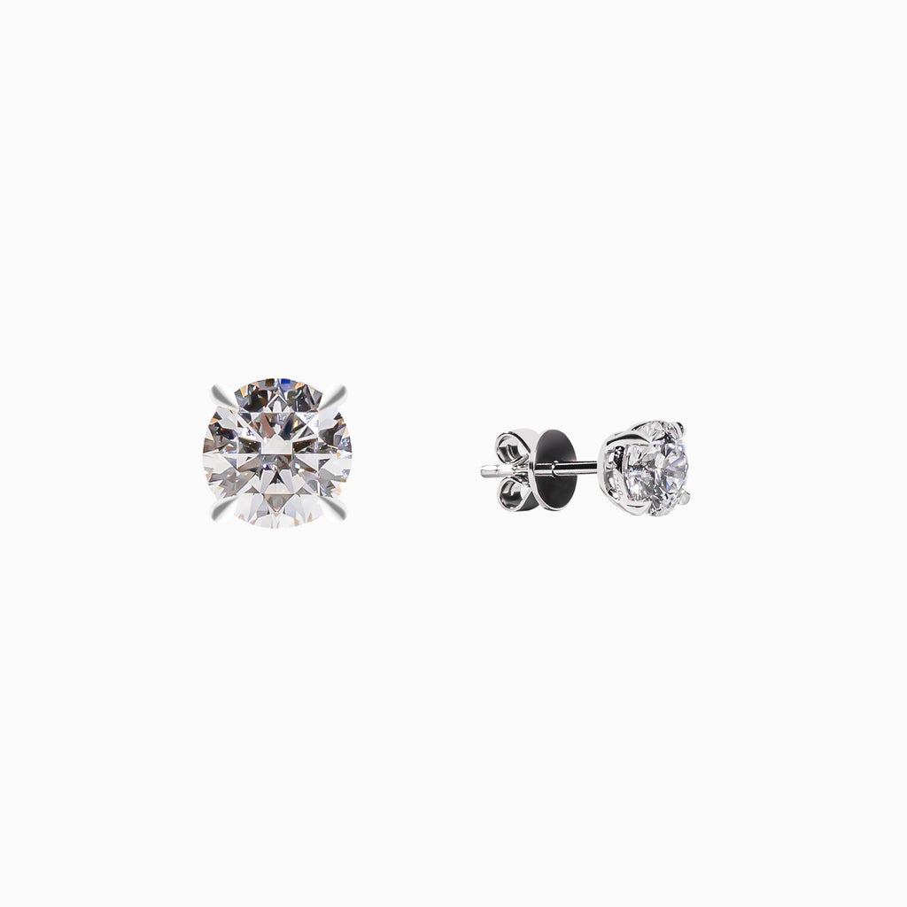 18K White Gold Round Diamond Solitaire Stud Earrings (0.50 Carat)