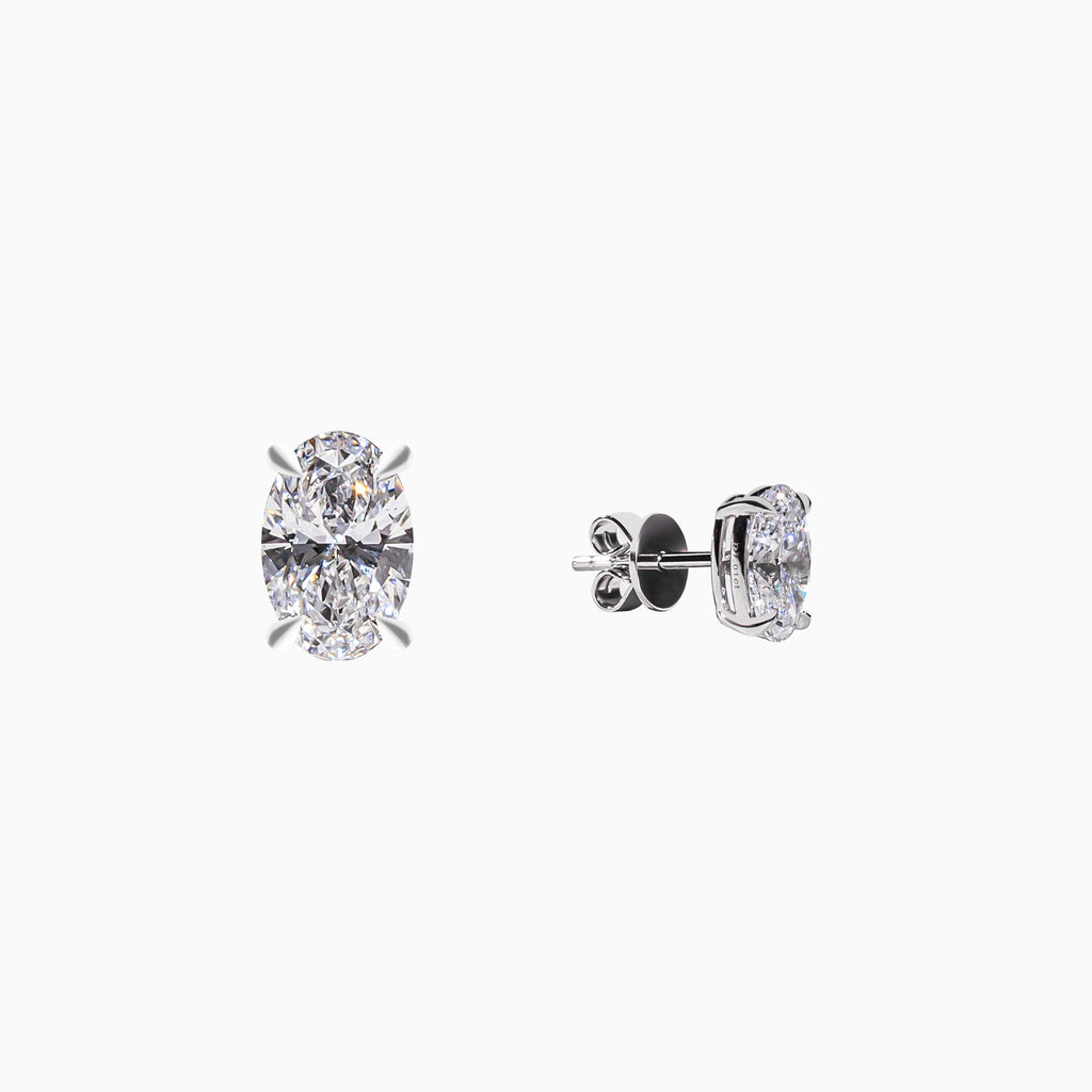 18K White Gold Oval Diamond Solitaire Stud Earrings (0.50 Carat)