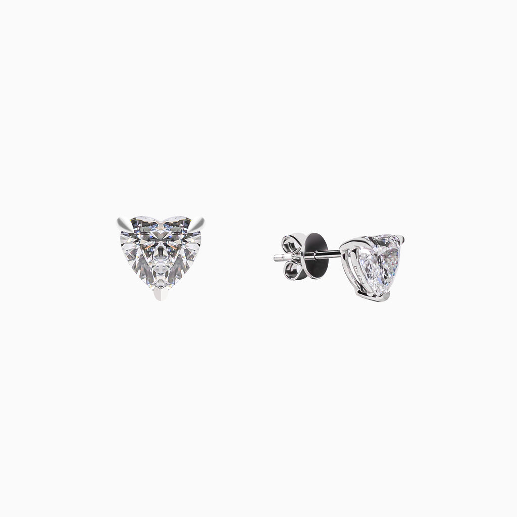 18K White Gold Heart Diamond Solitaire Stud Earrings(1 Carat)