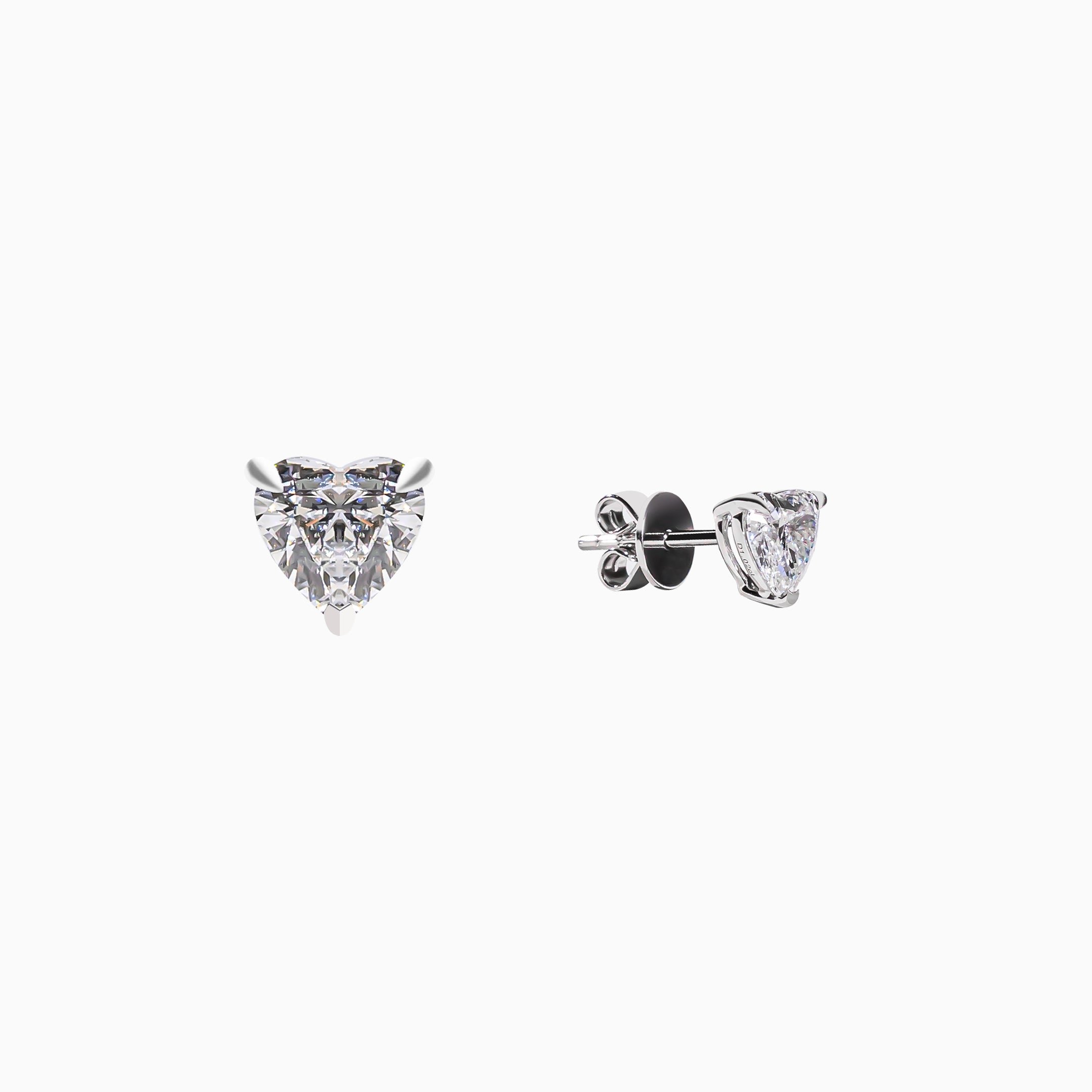 18K White Gold Heart-Shaped Diamond Solitaire Stud Earrings (0.50 Carat)
