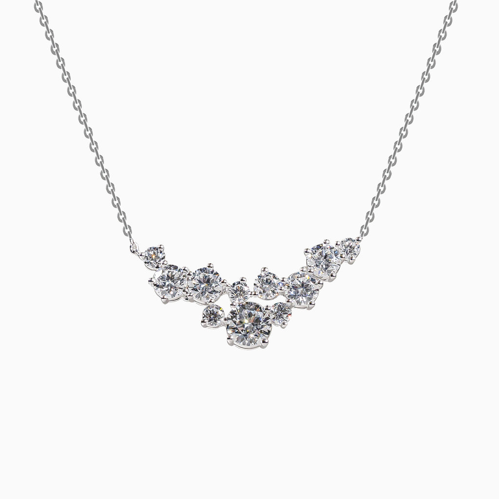 18K White Gold Round Diamond Multi-Diamond Necklace