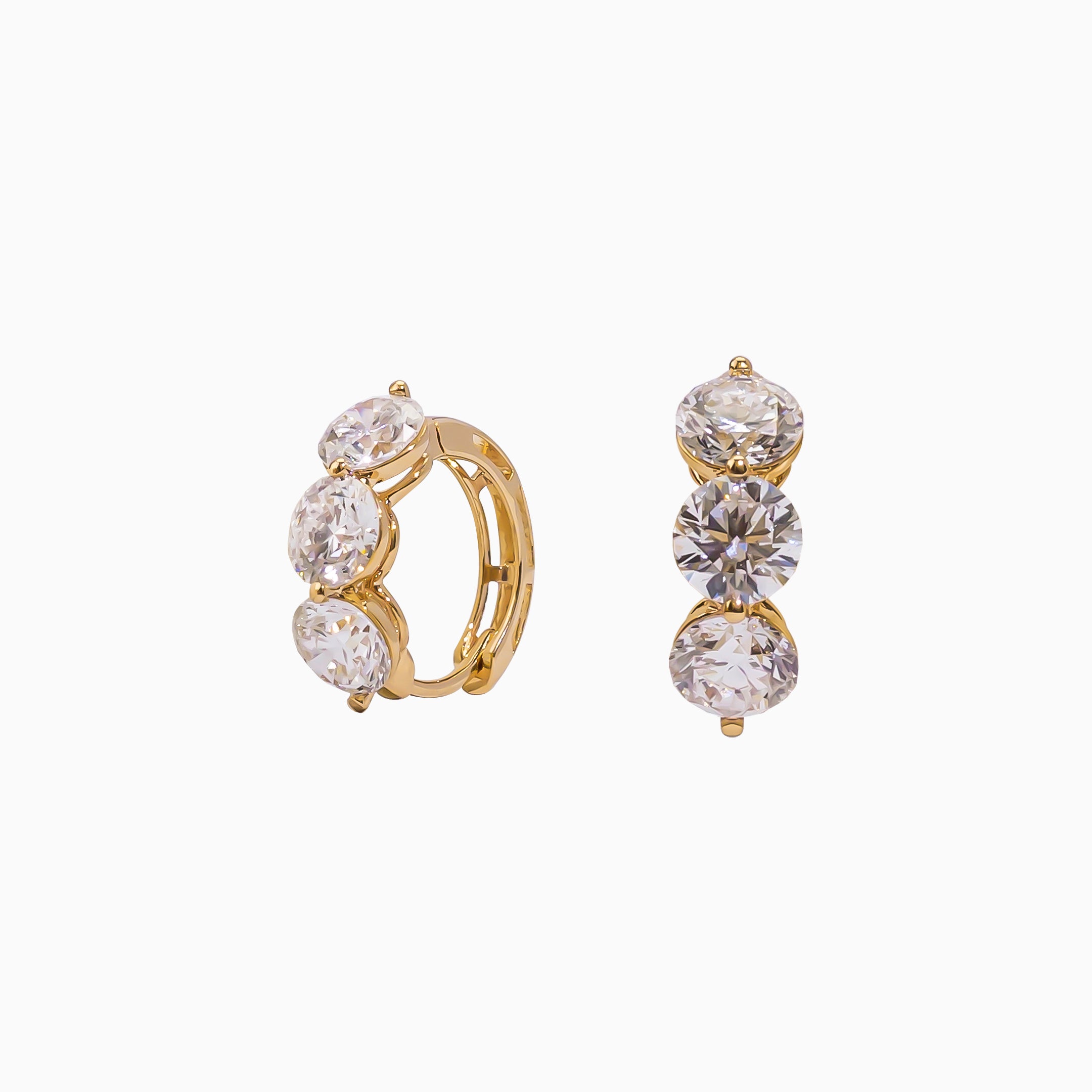 18K Rose Gold Round Diamond Ear Climber Earrings