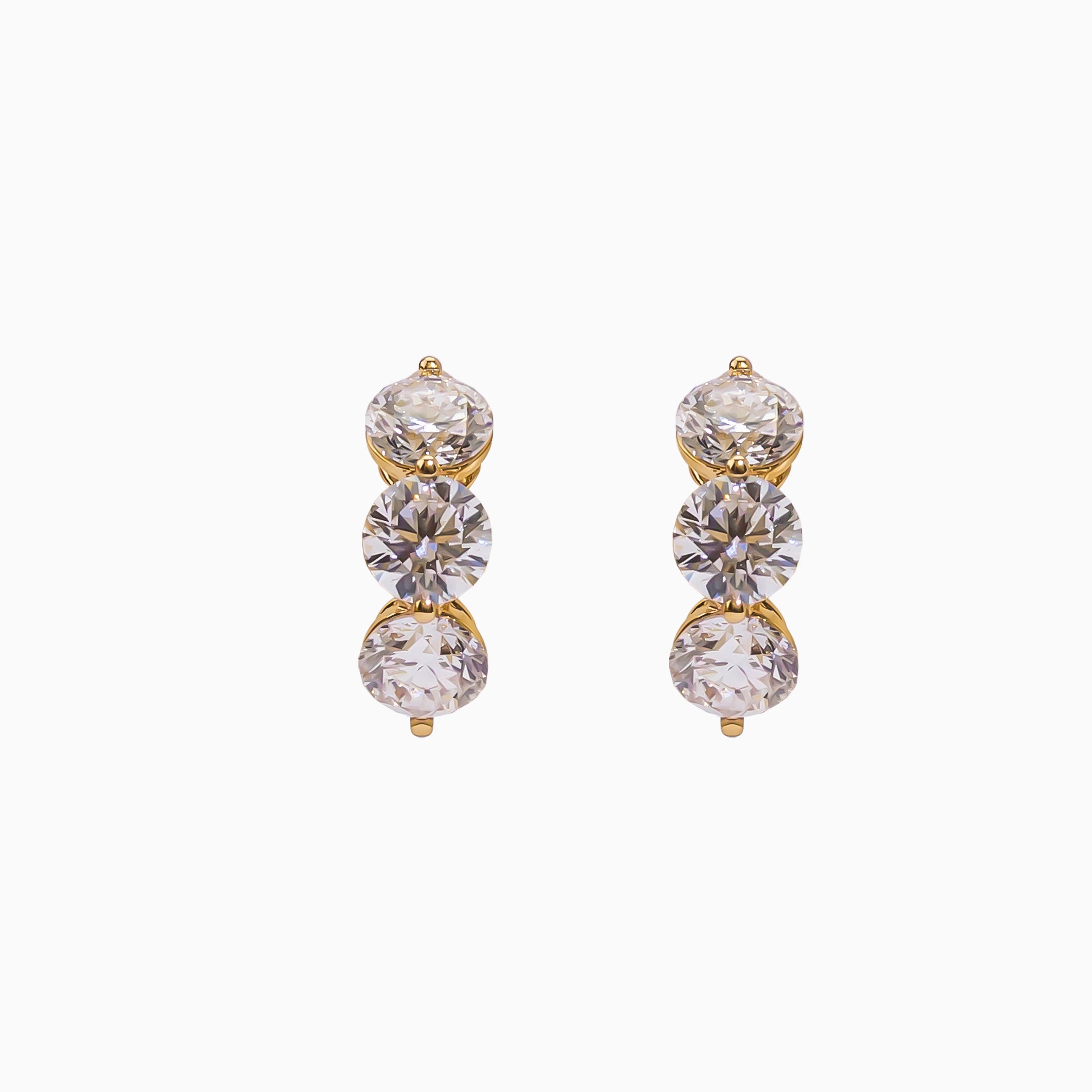 18K Rose Gold Round Diamond Ear Climber Earrings