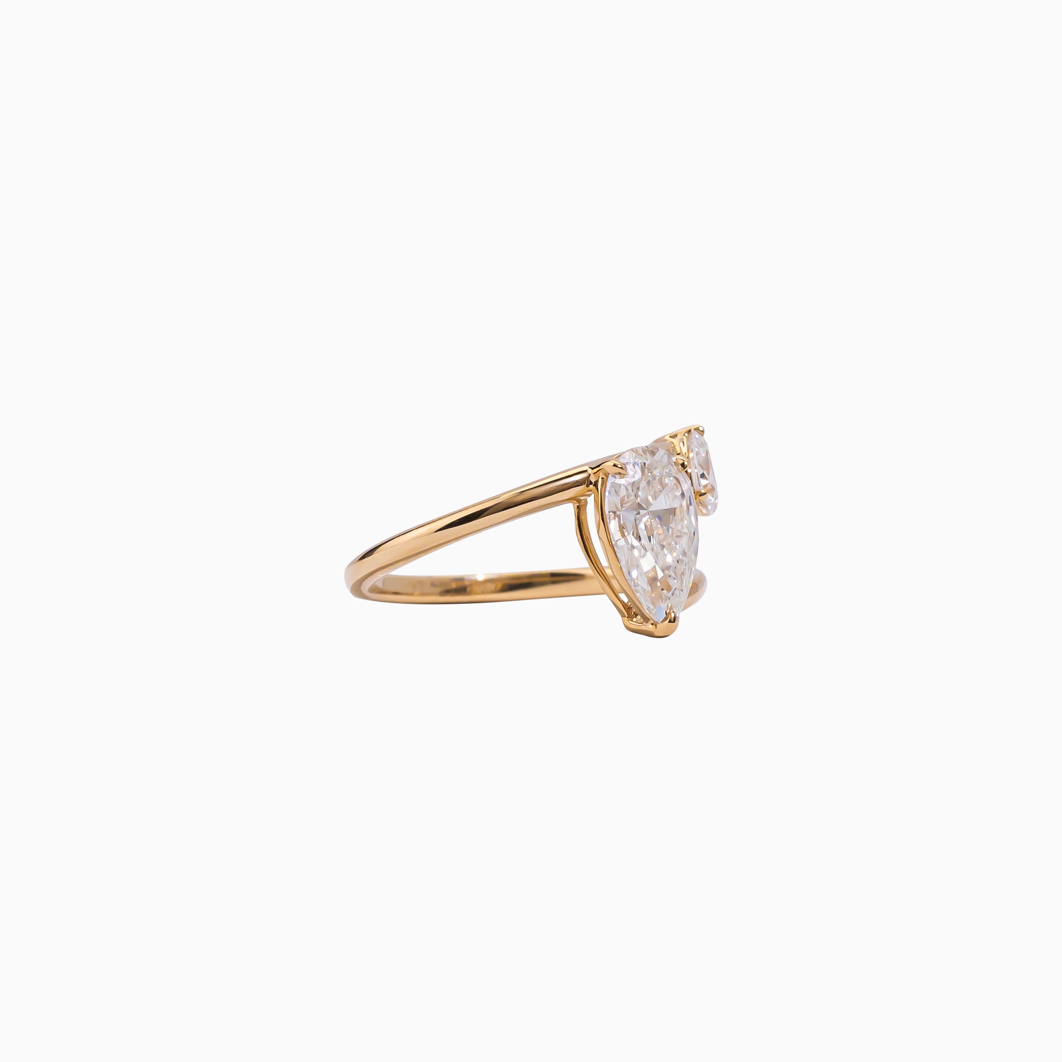 14K Yellow Gold Pear-Shaped Diamond Ring
