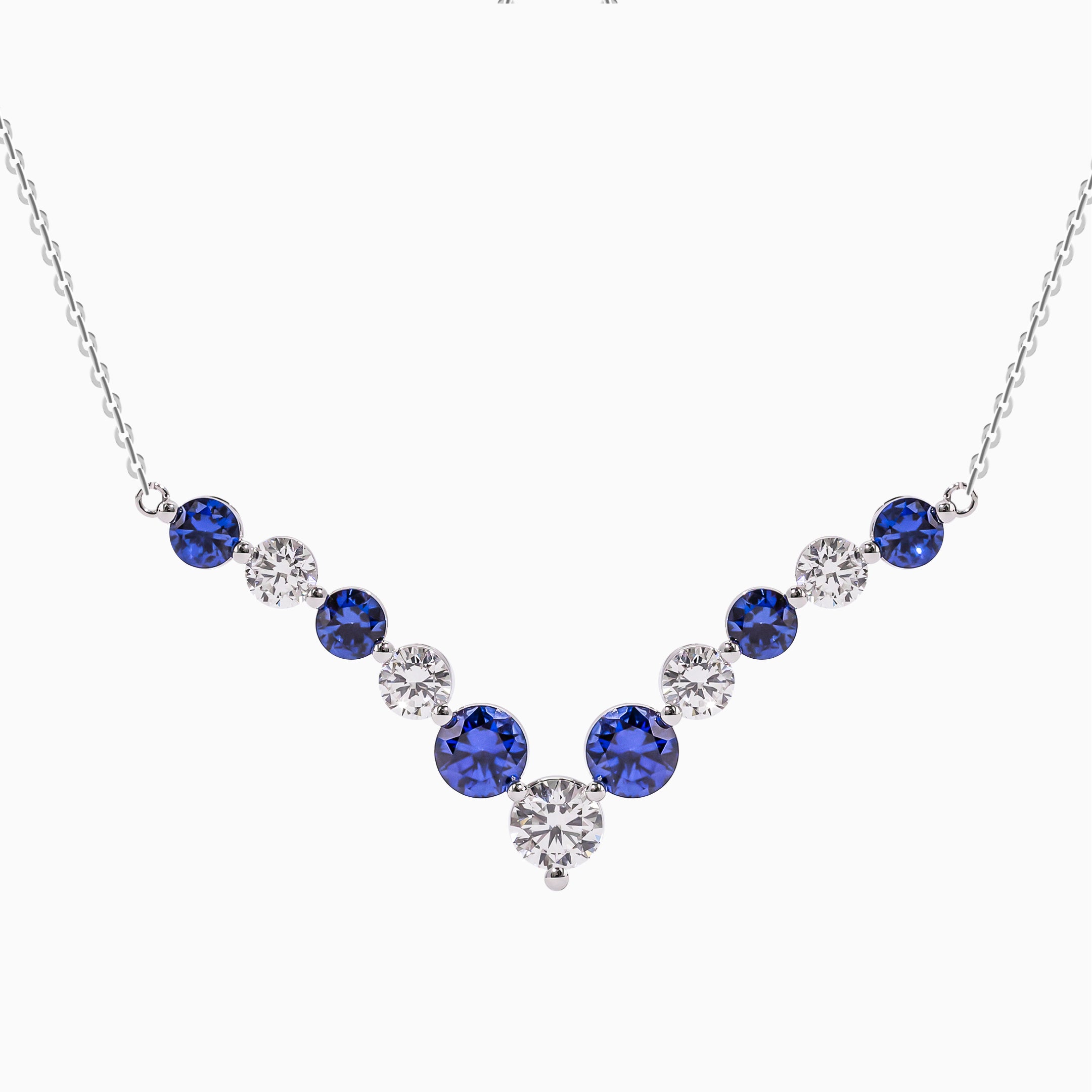 14K White Gold Round Diamond Necklace