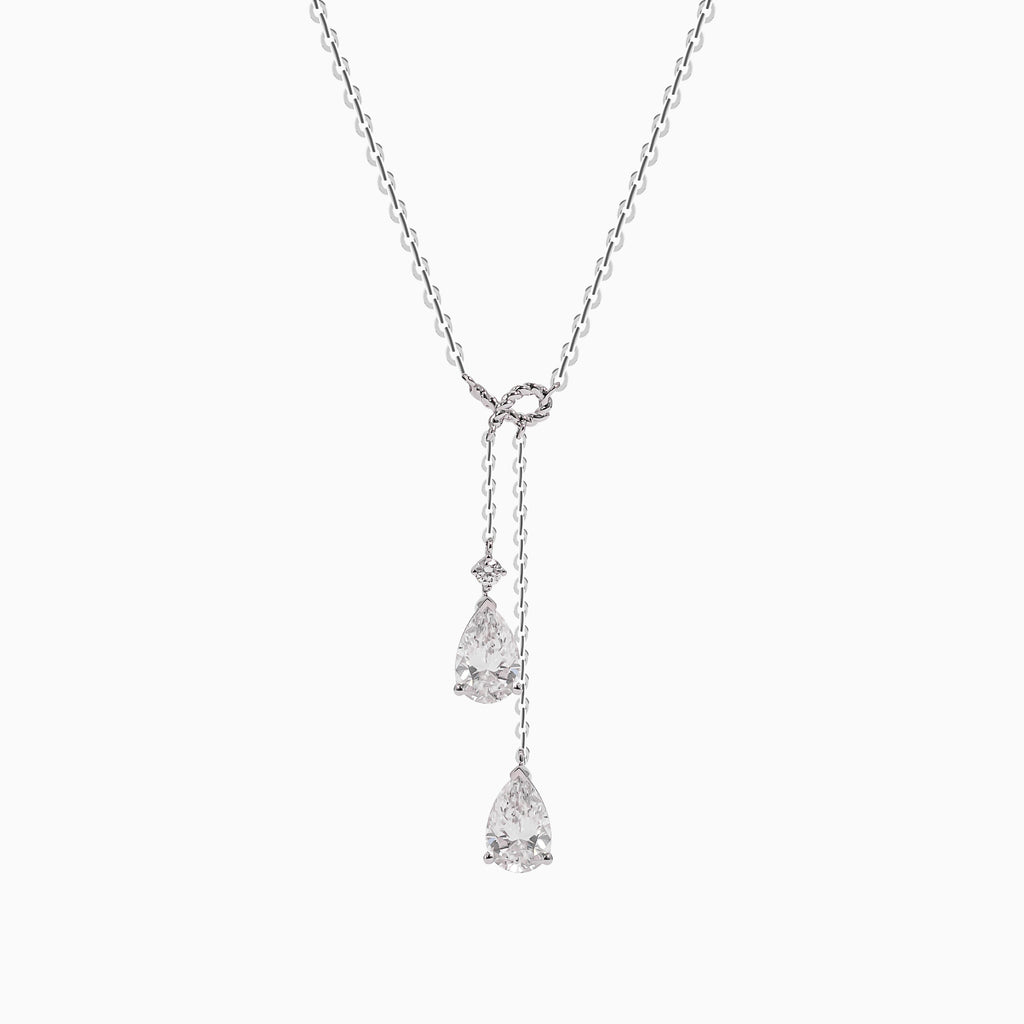 14K White Gold Pear-Shaped Diamond Necklace