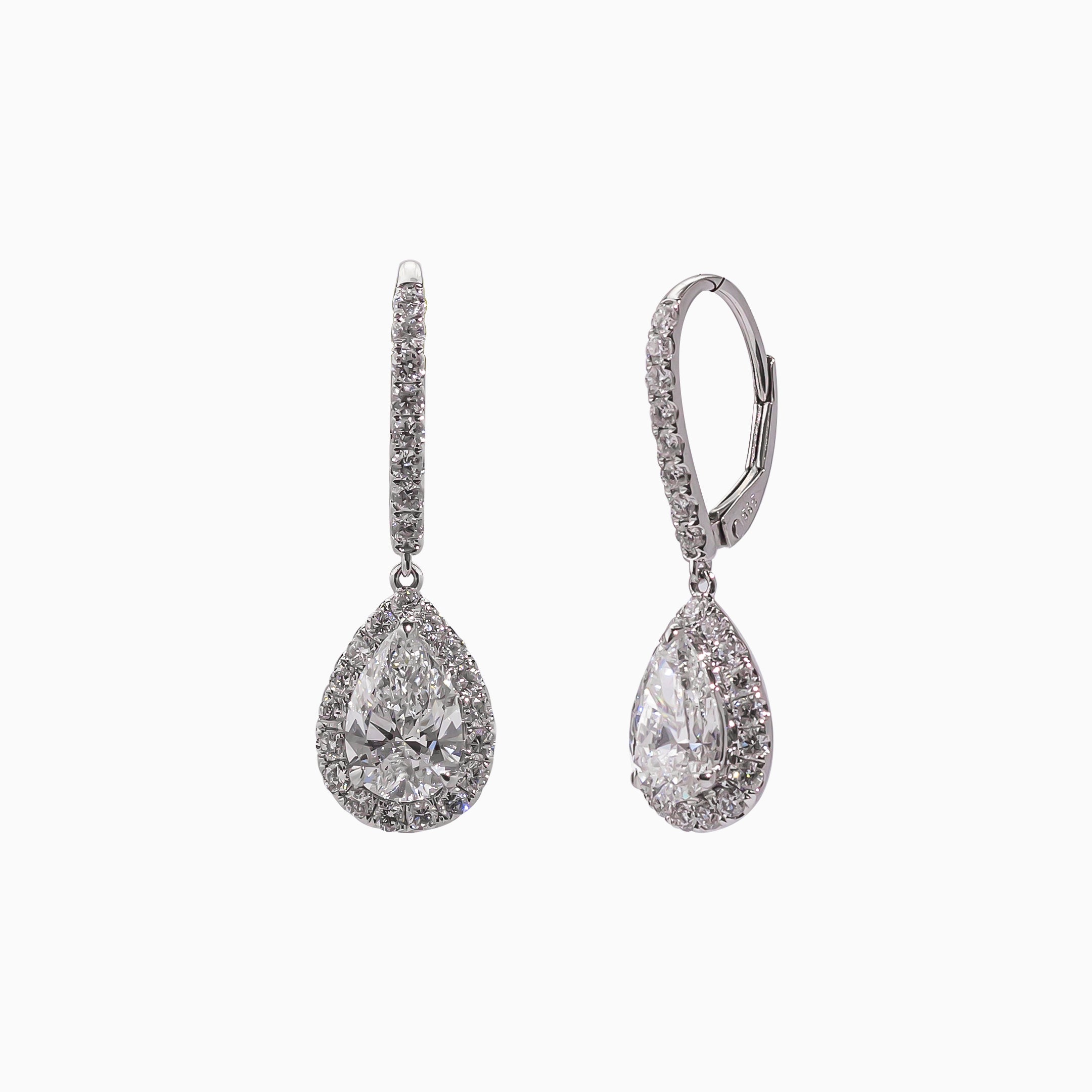 14K White Gold Pear-Shaped Diamond Earrings