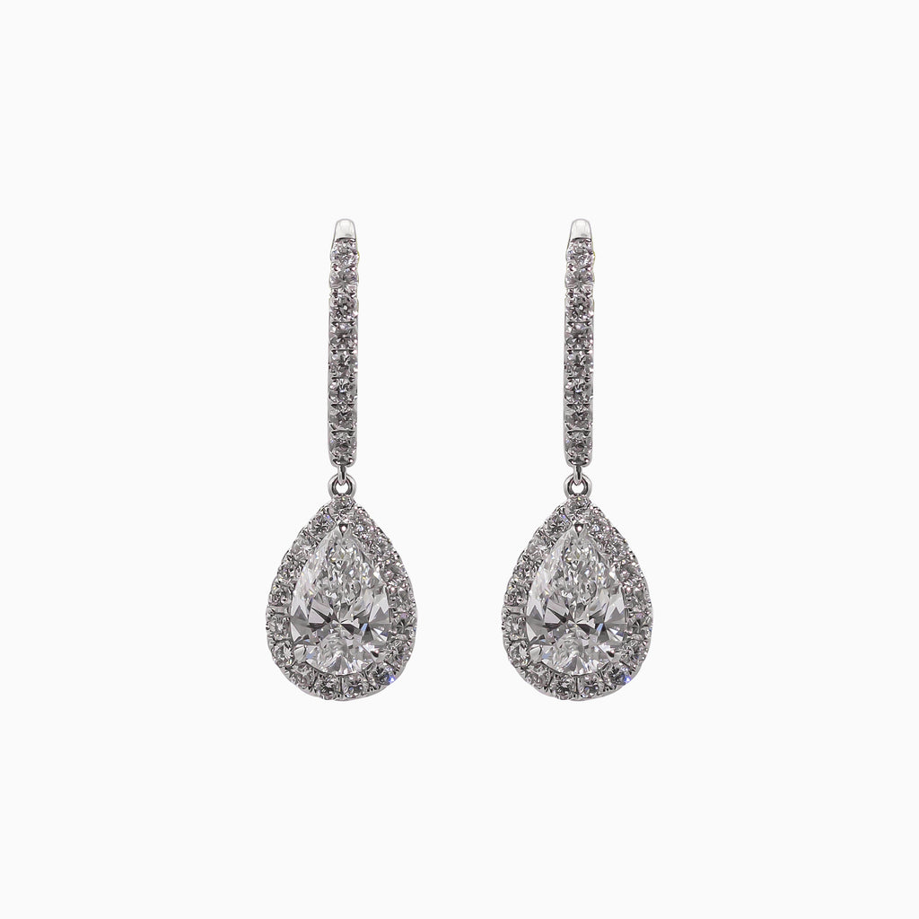 14K White Gold Pear-Shaped Diamond Earrings