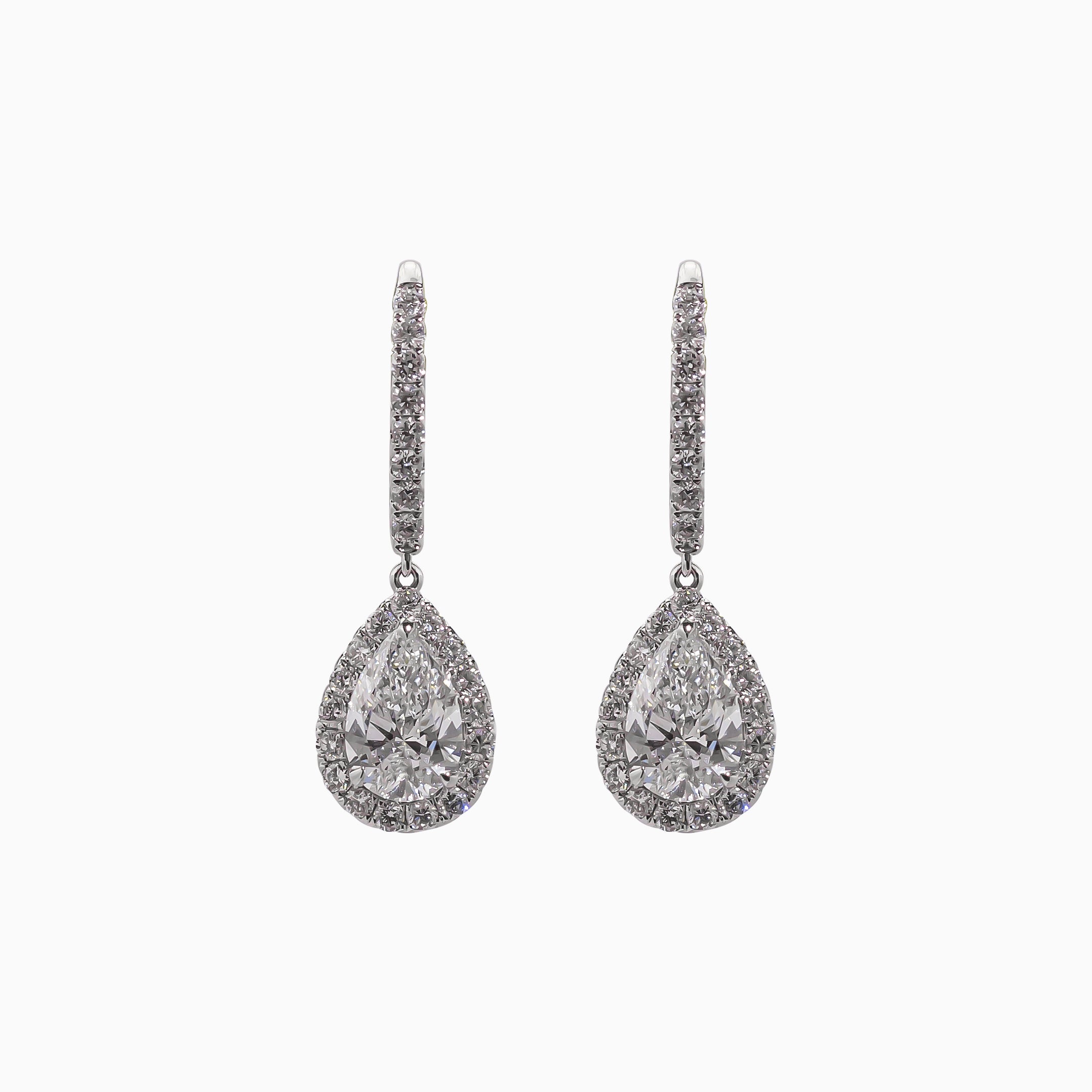 14K White Gold Pear-Shaped Diamond Earrings