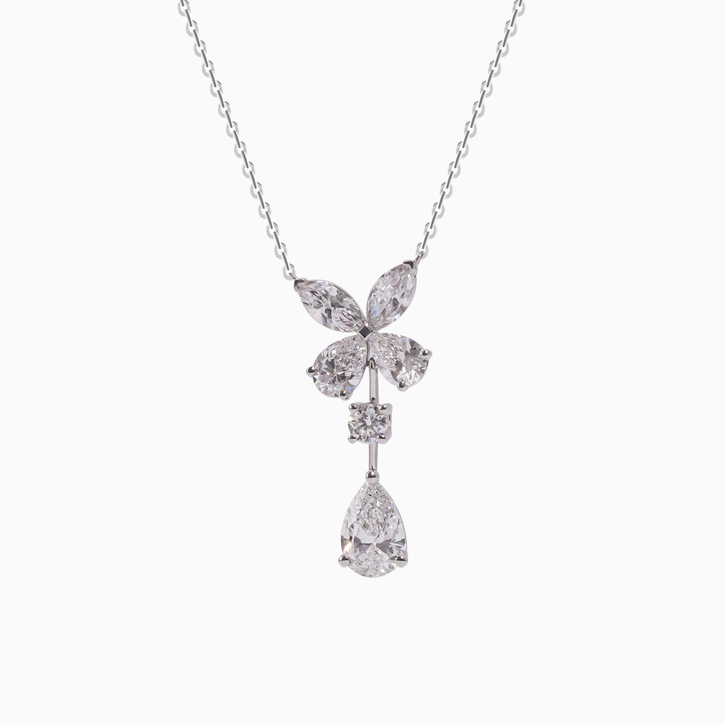 14K White Gold Pear-Shaped Diamond Necklace
