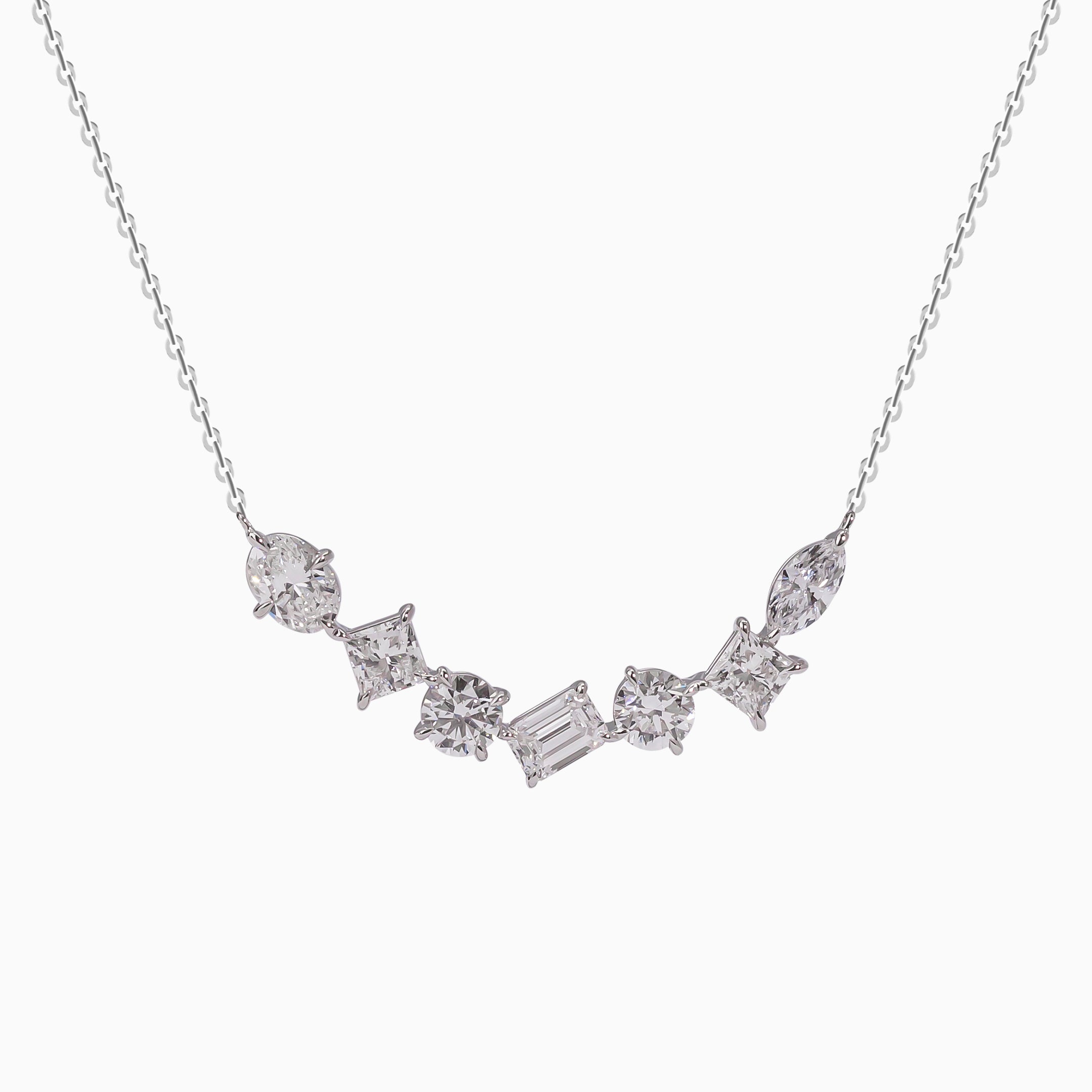 14K White Gold Round Diamond Necklace
