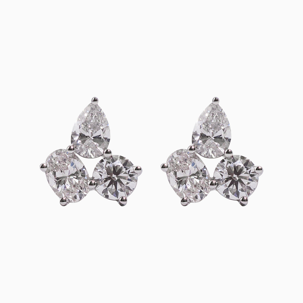 14K White Gold Round Diamond Stud Earrings