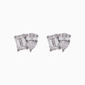 14K White Gold Emerald-Cut Diamond Stud Earrings