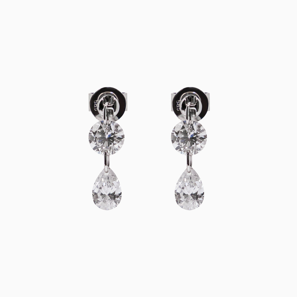 14K White Gold Pear-Shaped Diamond Drop Earrings