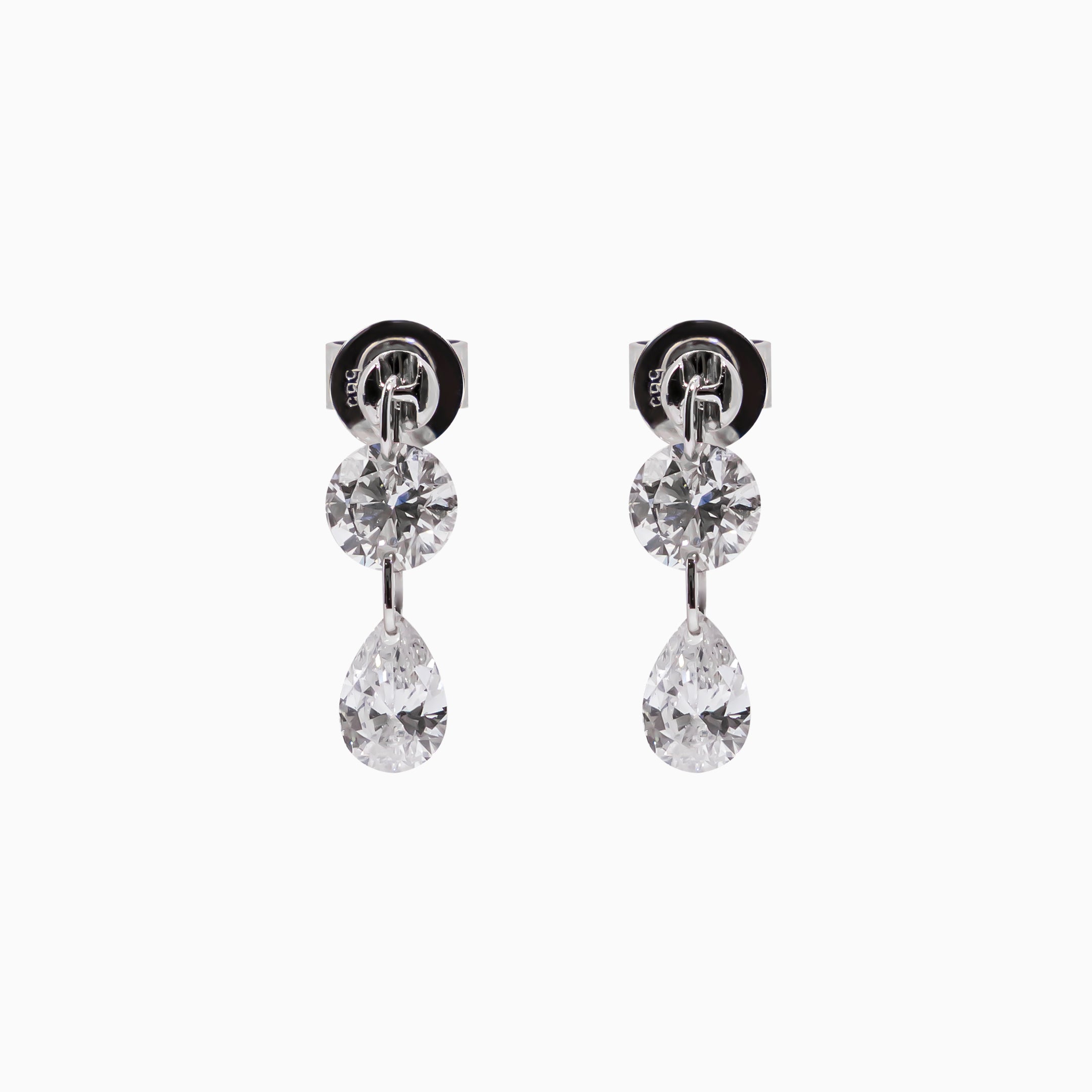 14K White Gold Pear-Shaped Diamond Drop Earrings