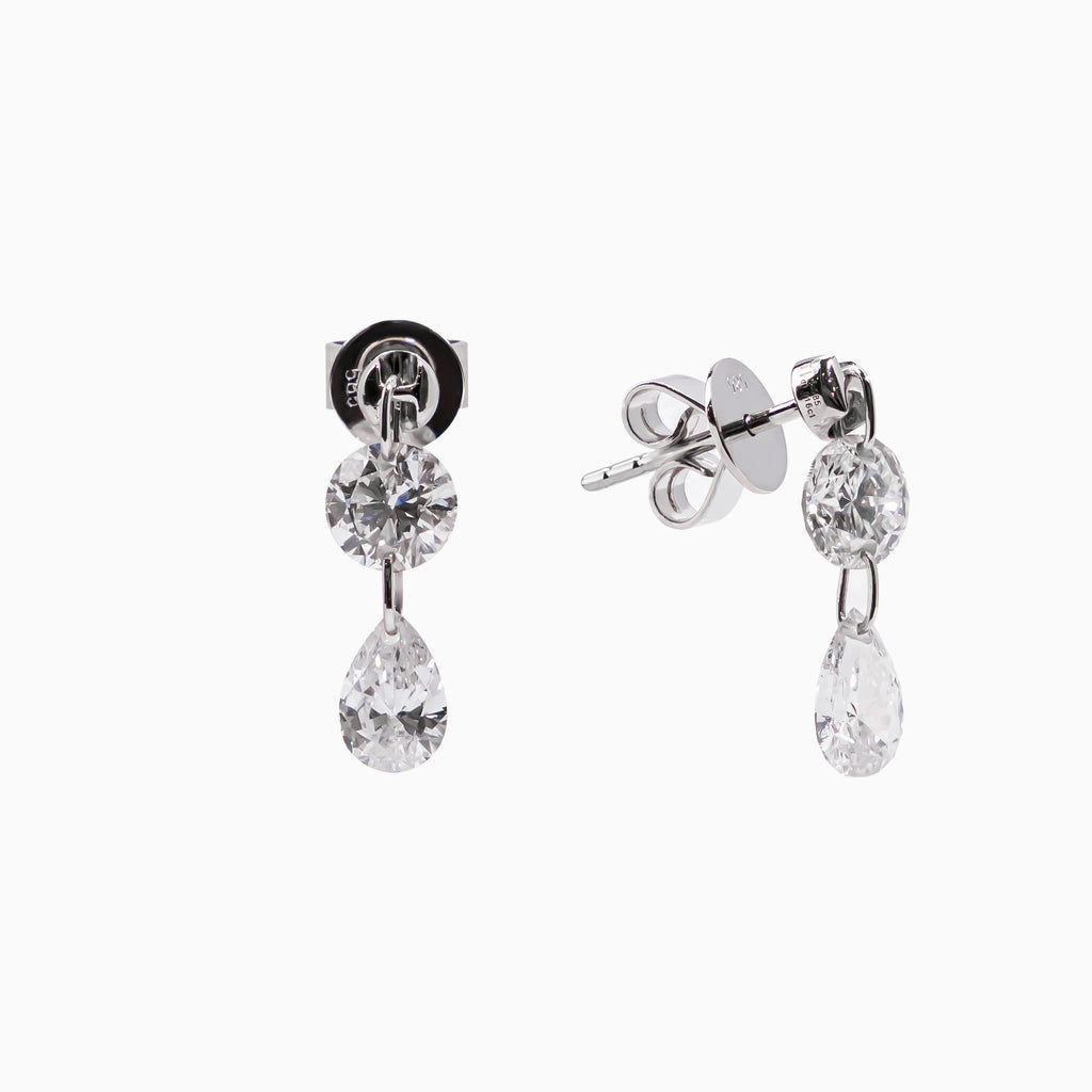 14K White Gold Pear-Shaped Diamond Drop Earrings