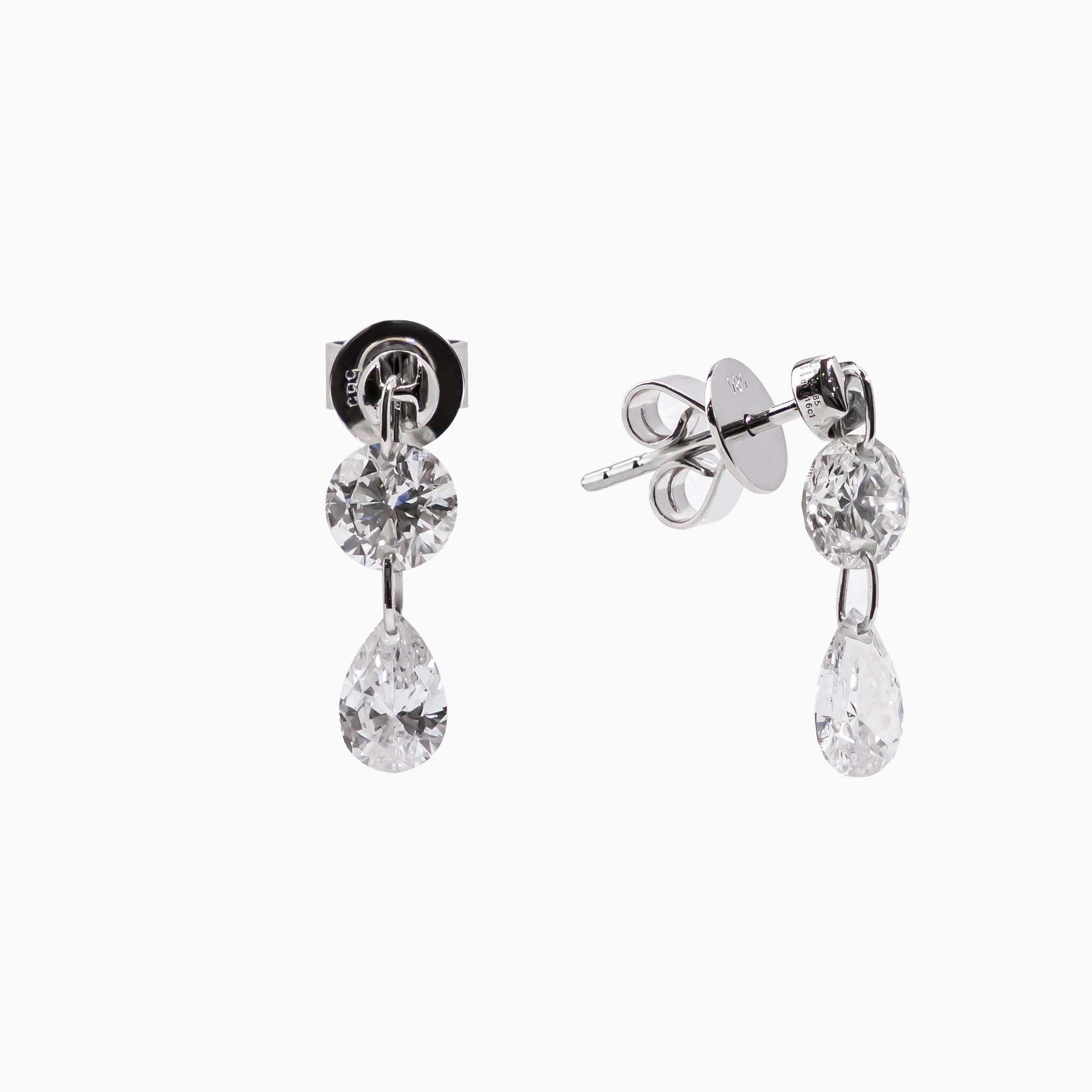 14K White Gold Pear-Shaped Diamond Drop Earrings