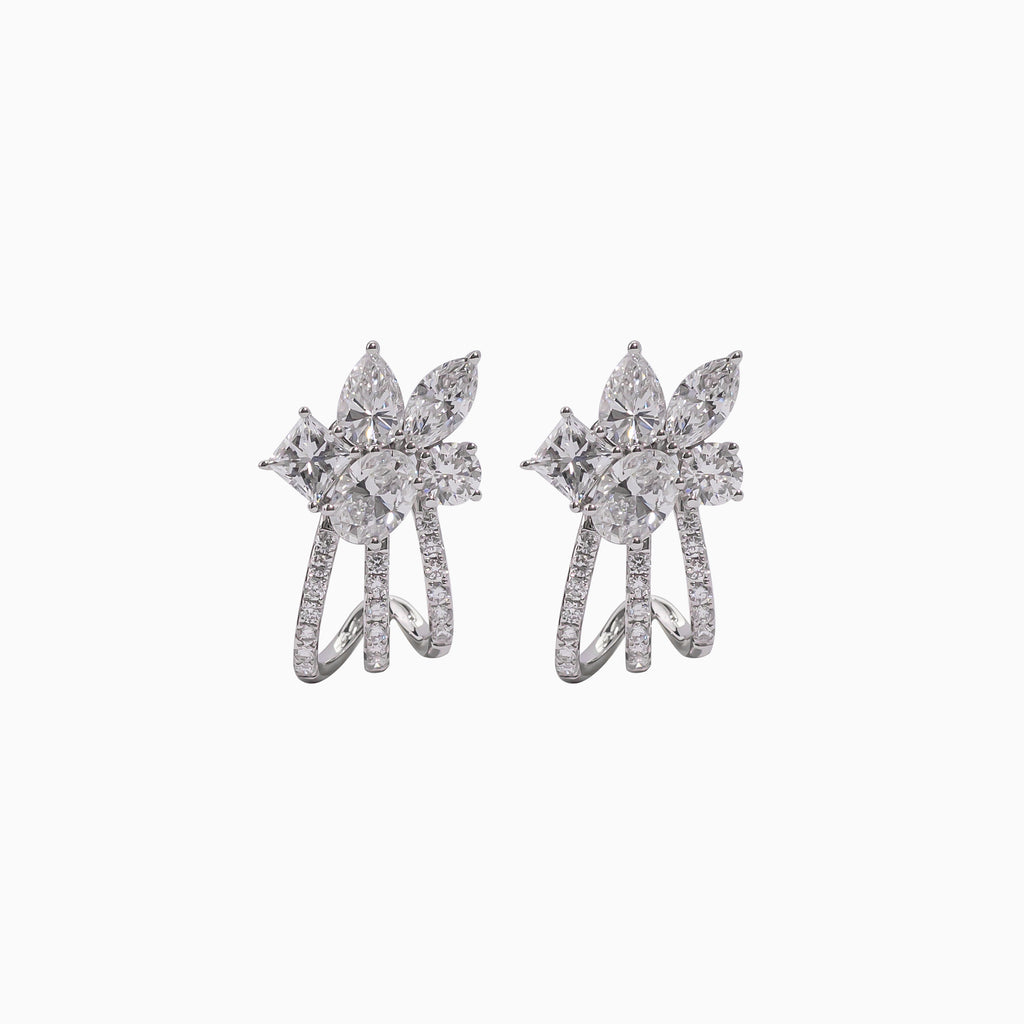14K White Gold Oval Diamond Stud Earrings