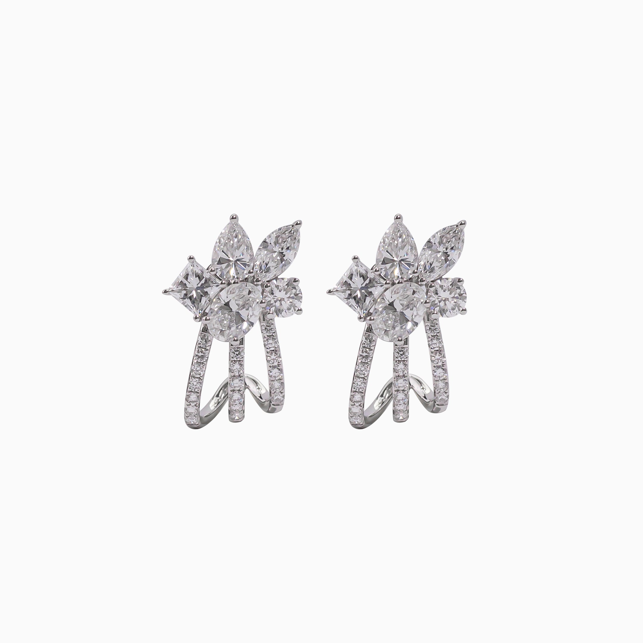 14K White Gold Oval Diamond Stud Earrings