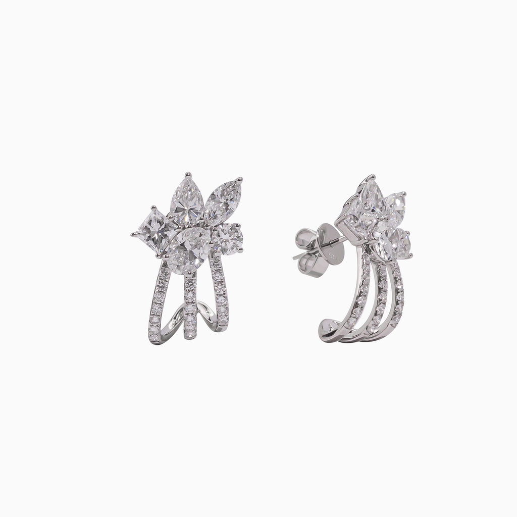14K White Gold Oval Diamond Stud Earrings