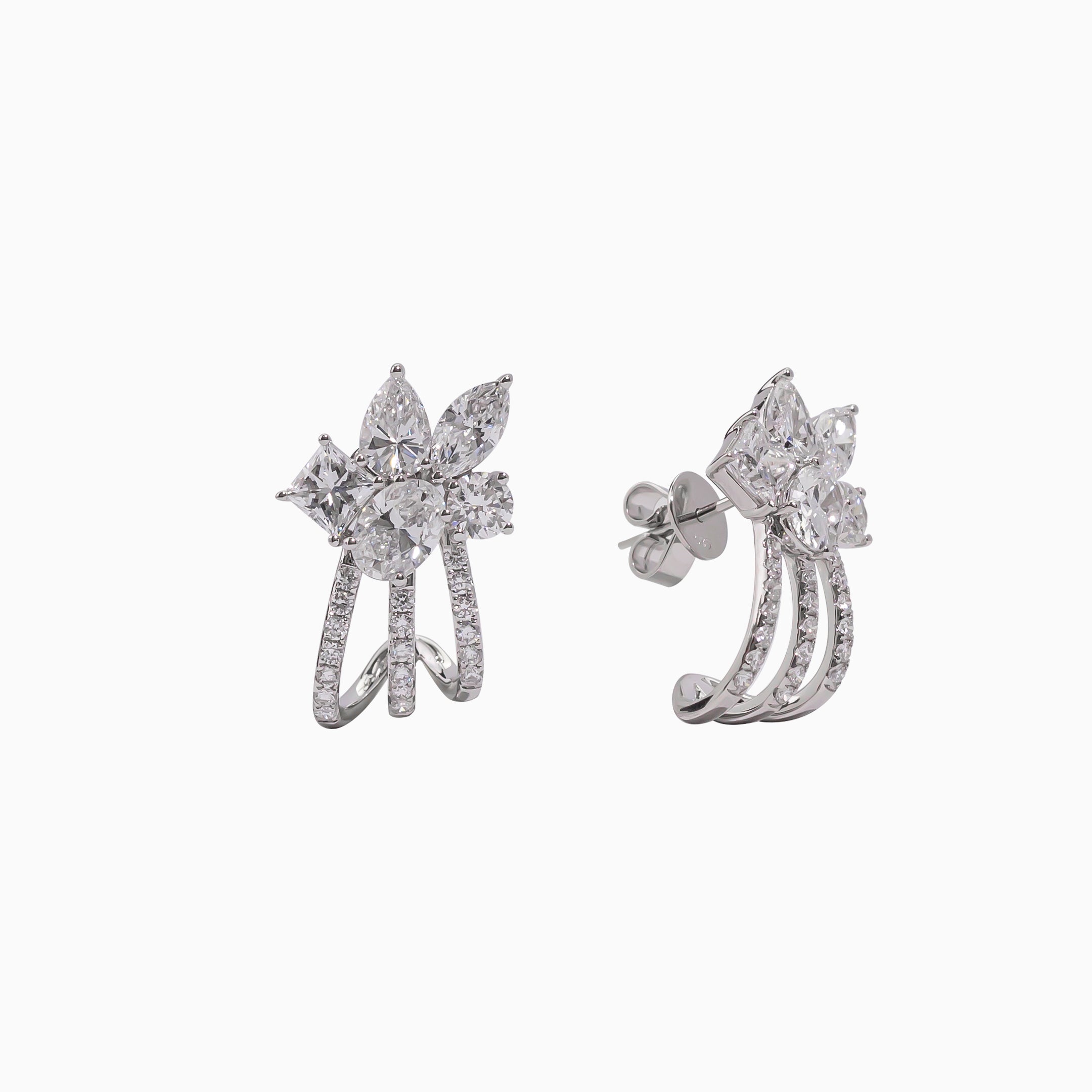 14K White Gold Oval Diamond Stud Earrings