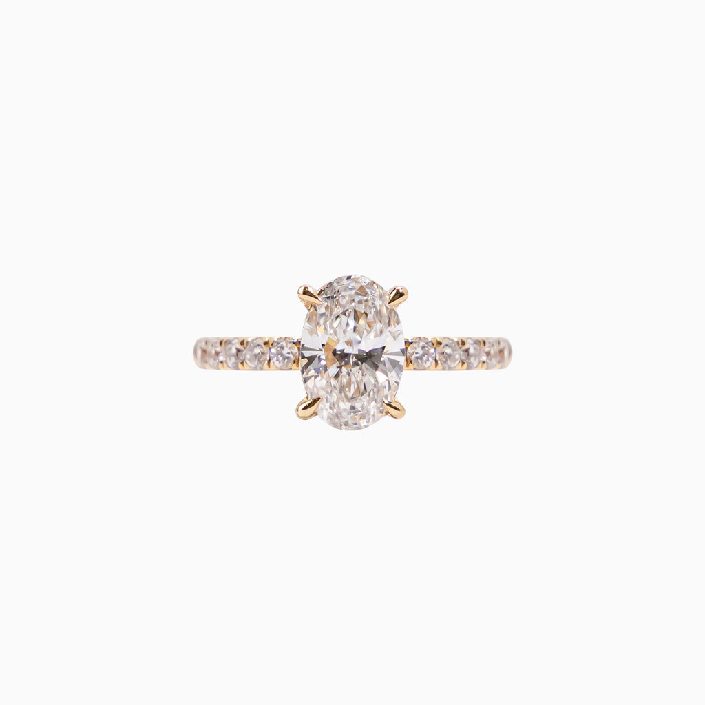 14K White Gold Oval Diamond Ring