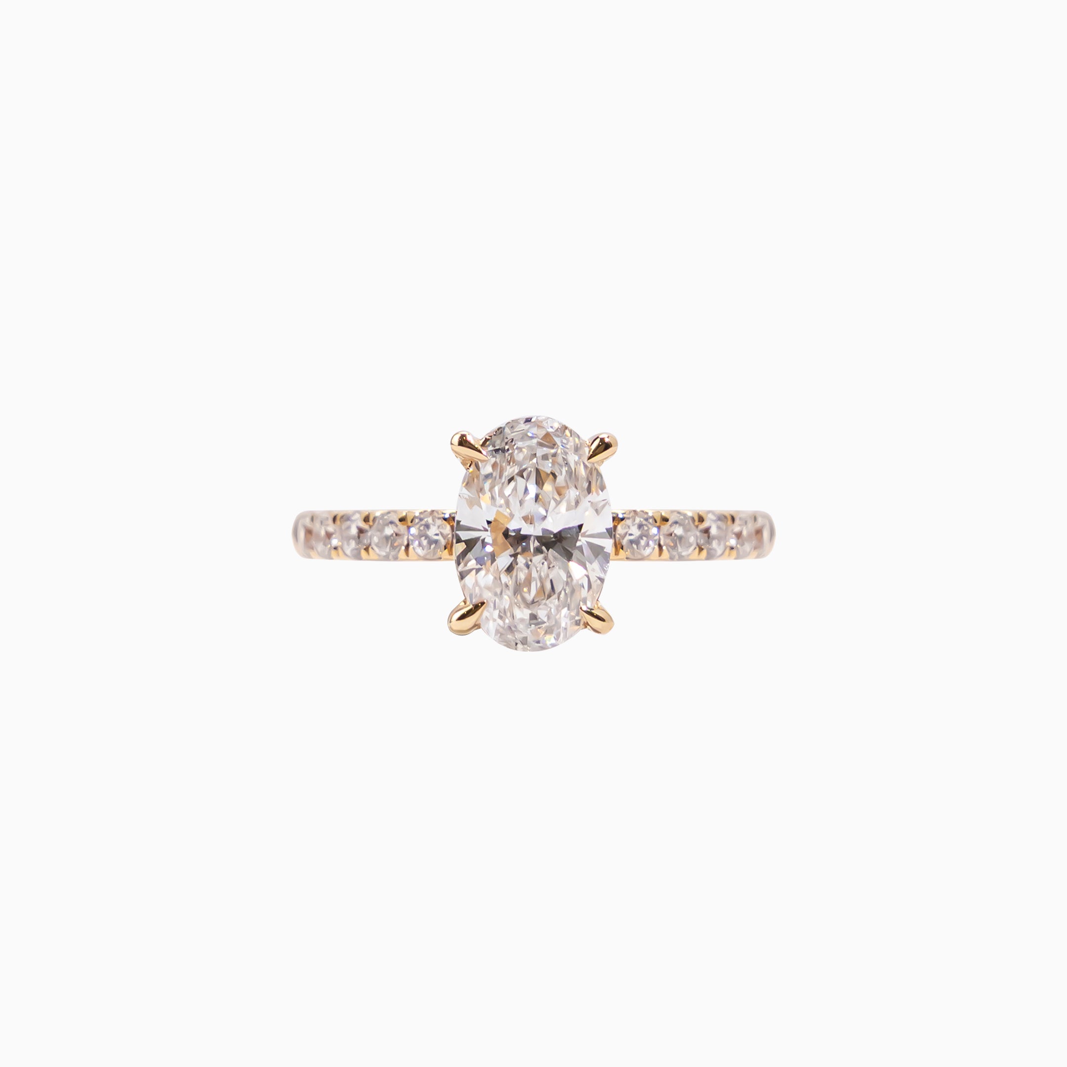 14K White Gold Oval Diamond Ring