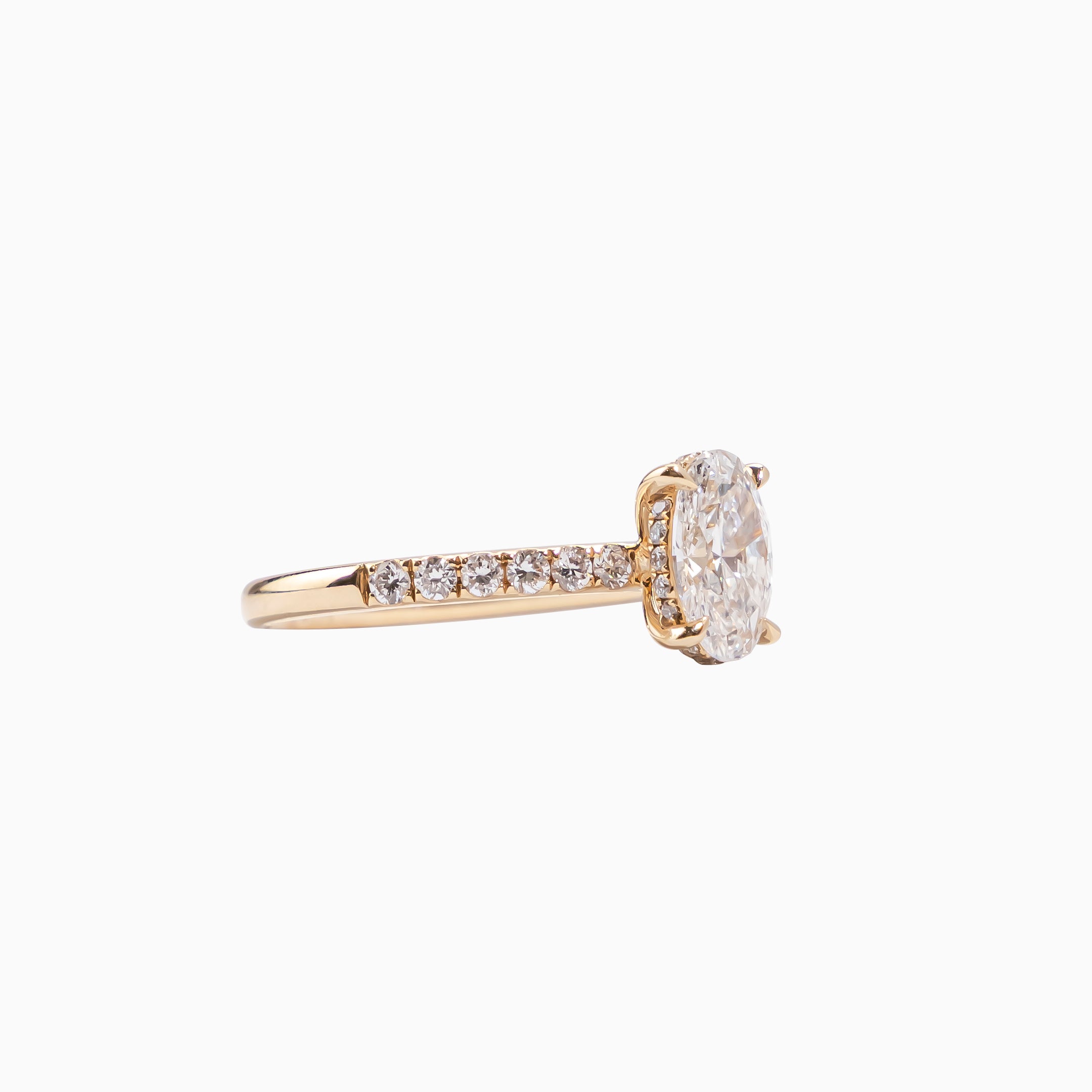 14K White Gold Oval Diamond Ring