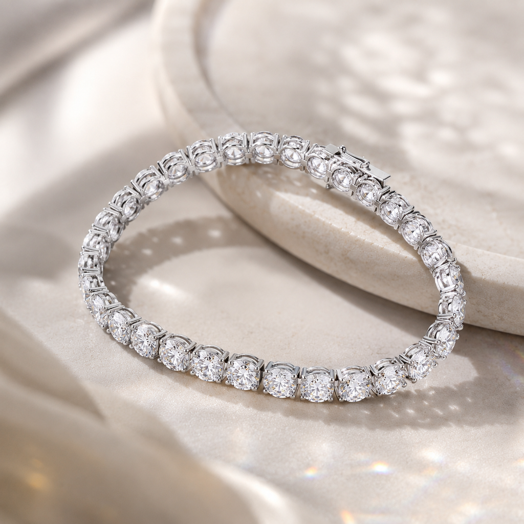 18K White Gold Diamond Eternity Bracelet(0.50ct each)
