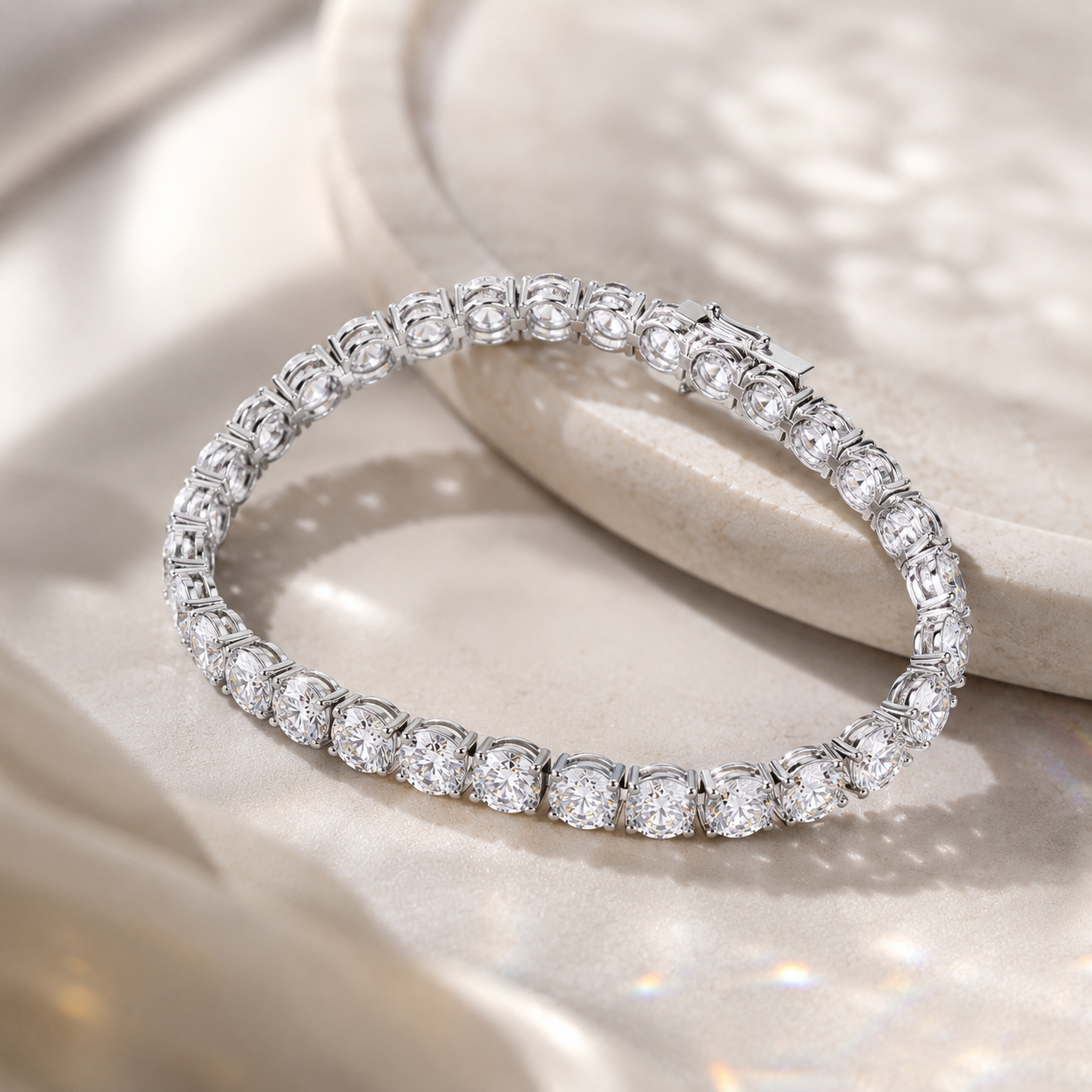 18K White Gold Diamond Eternity Bracelet(0.50ct each)