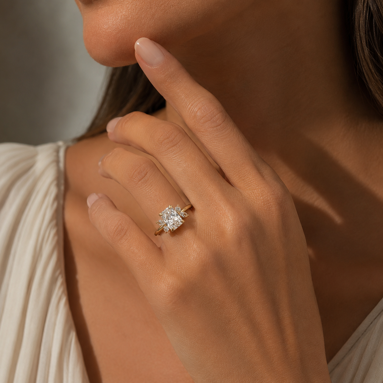 18K Yellow Gold Radiant Diamond Multi-Stone Ring(2 ct)