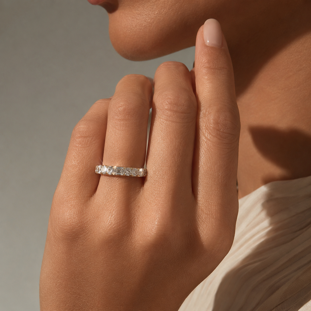 18K Yellow Gold Emerald-Cut Multi-Stone Diamond Ring